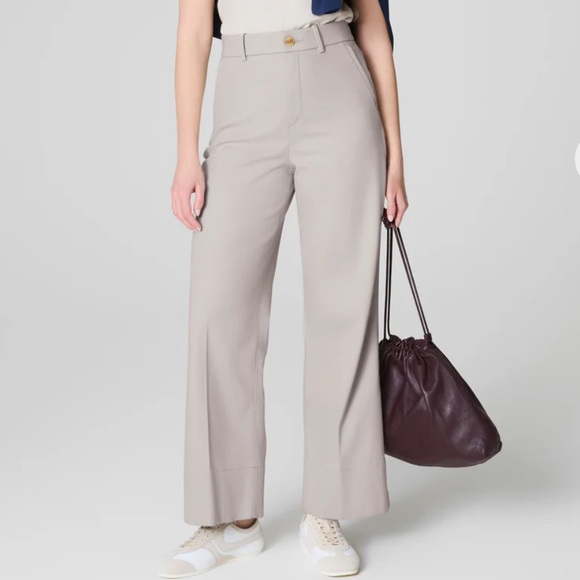 SPANX Pants - SPANX Stretch Twill Cropped Wide Leg Pants Bone‎ Size XL Petite NWT Supersmooth